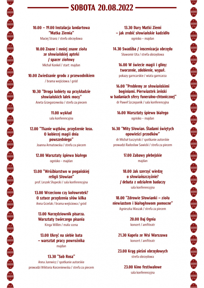 Festiwal Mitologii Słowiańskiej program sobotni