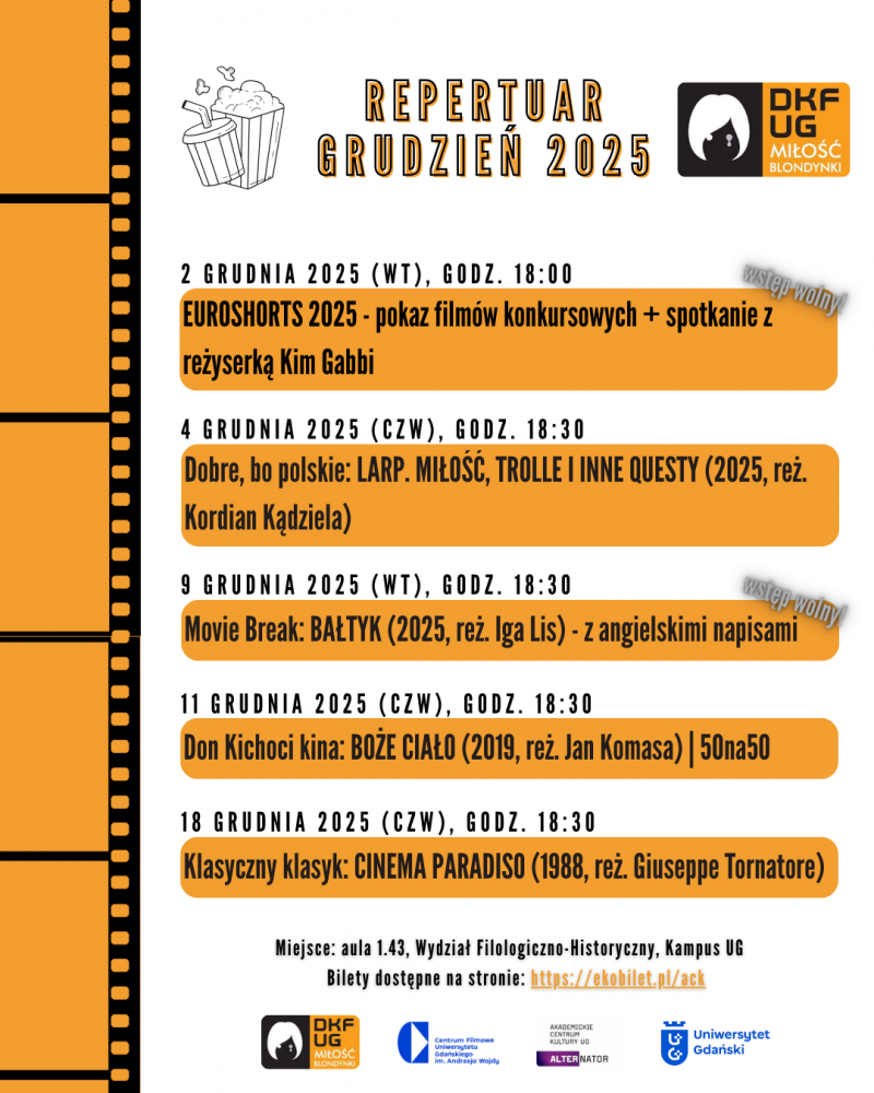 repertuar filmowy DKF UG na listopad 2025 baner