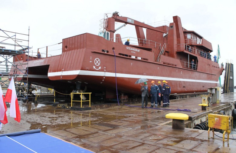 Oceanograf przed wodowaniem Fot. Stocznia Remontowa Nauta
