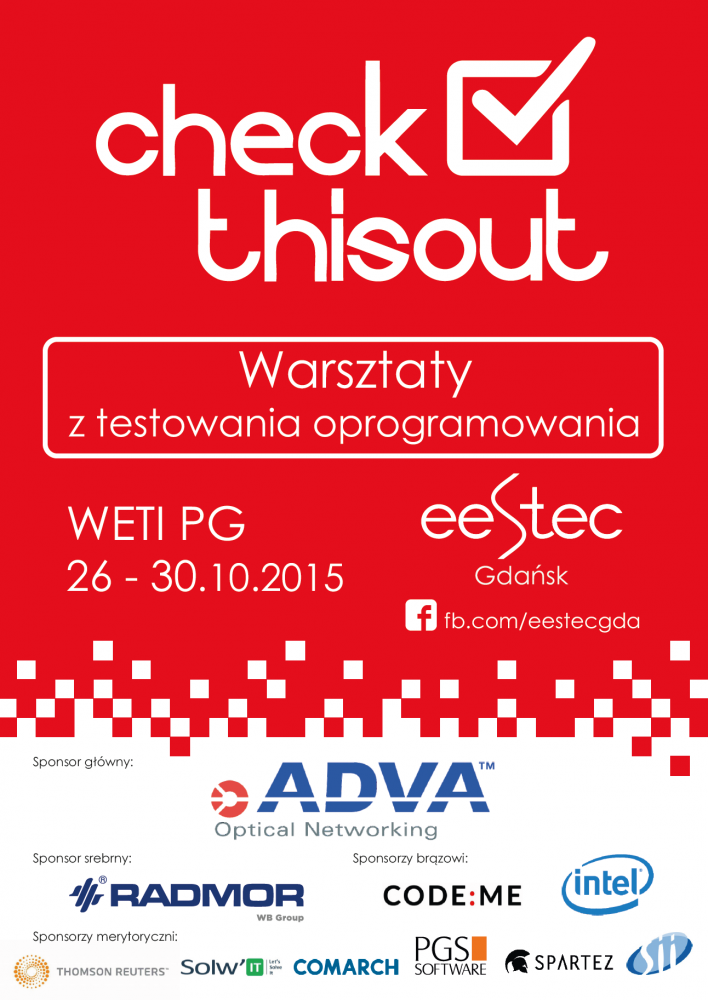 Plakat warsztatów z testowania oprogramowania