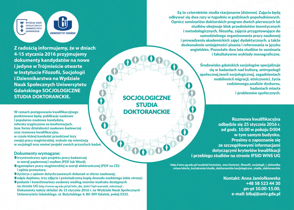 Ulotka socjologicznych studiów doktoranckich