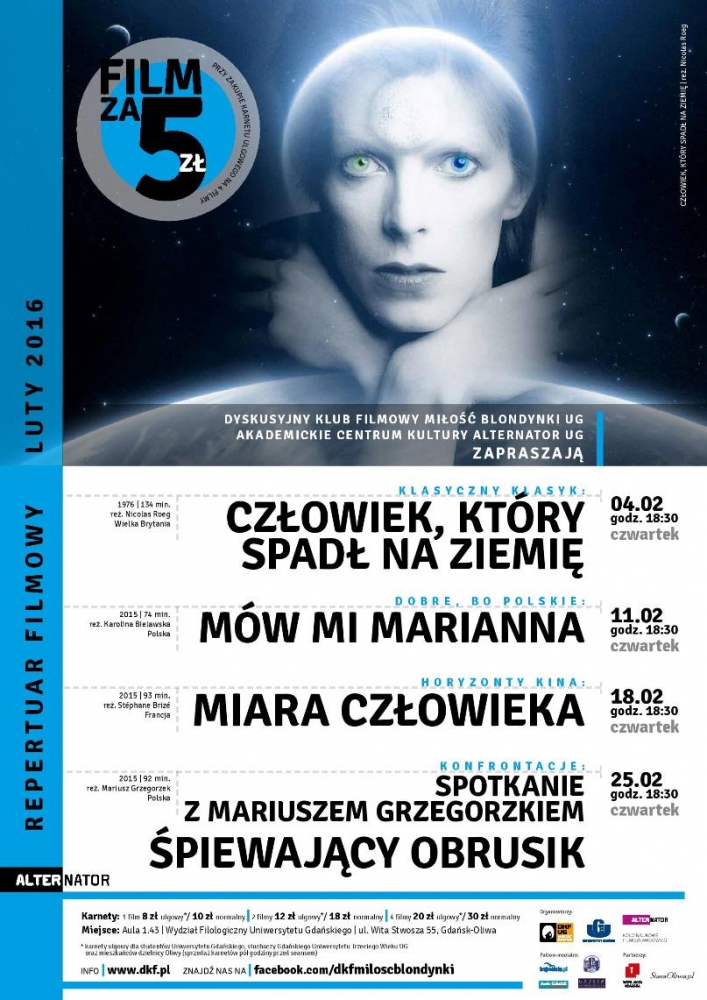 Plakat z repertuarem DKF Miłość Blondynki