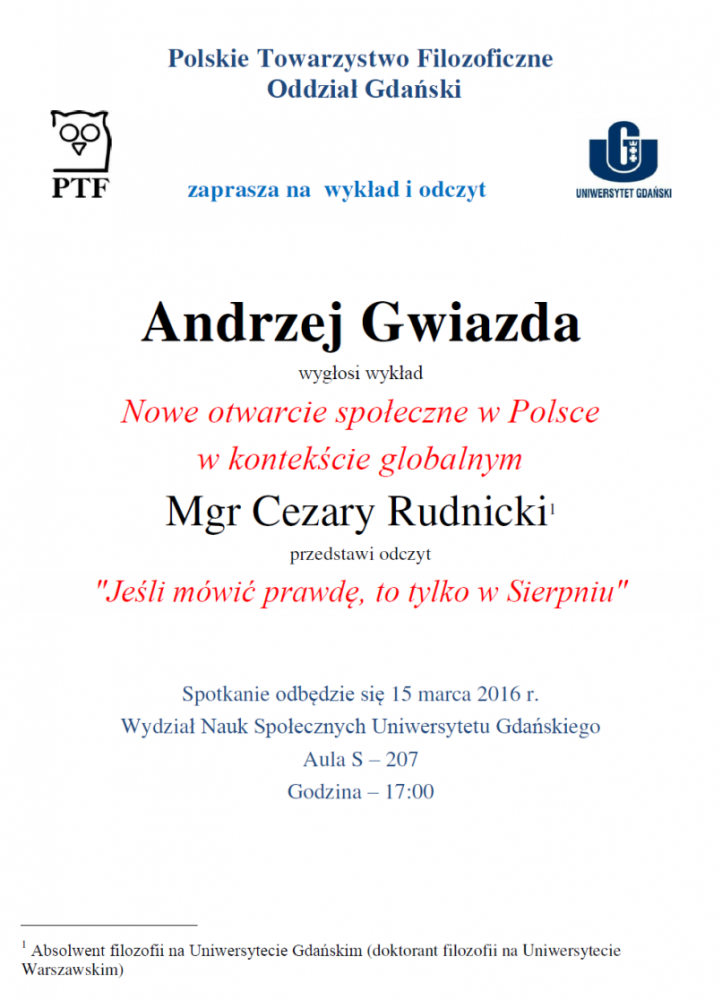 Plakat wykładu nt Nowego otwarcia społecznego w&nbsp;Polsce