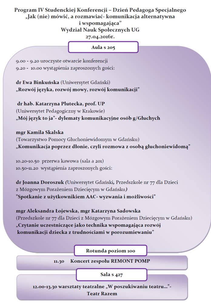 Harmonogram Dnia Pedagoga Specjalnego