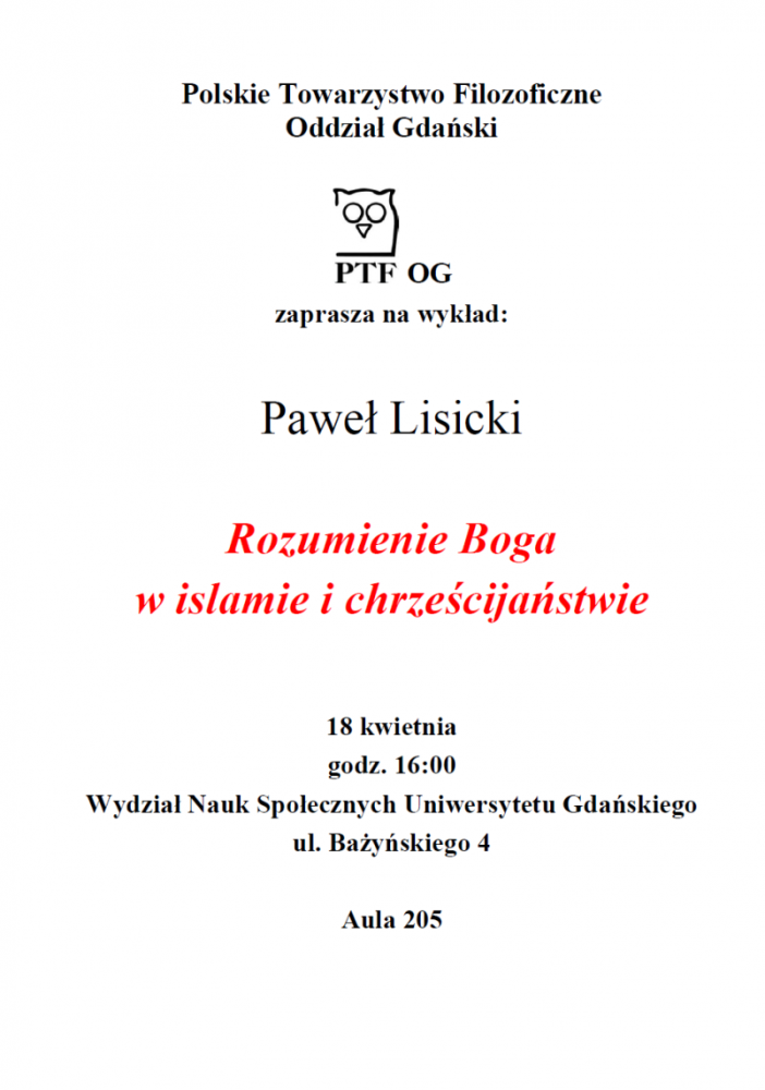 Plakat wykładu Rozumienie Boga w&nbsp;islamie i&nbsp;chrześcijaństwie