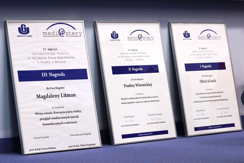 Dyplomy dla lauraetów Medi@sterów 2016