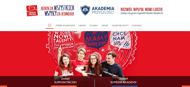 Fragment strony www Szlachetnej Paczki