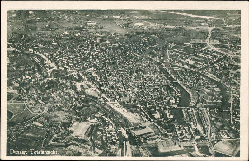 Zdjęcie lotnicze przedwojennego Gdańska