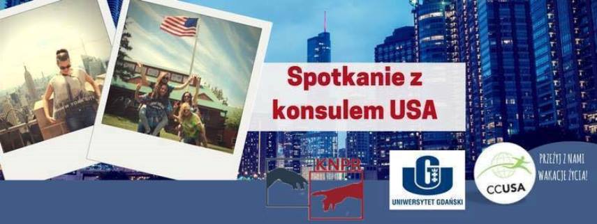 Baner spotkania z konsulem USA