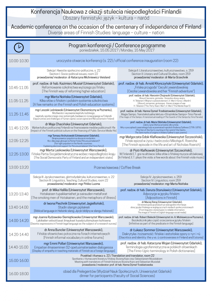 Plakat konferencji - 100 lat Finlandii
