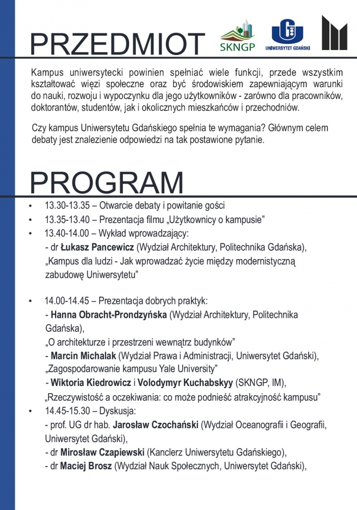 Informacja o&nbsp;konferencji dotyczącej kampusu UG