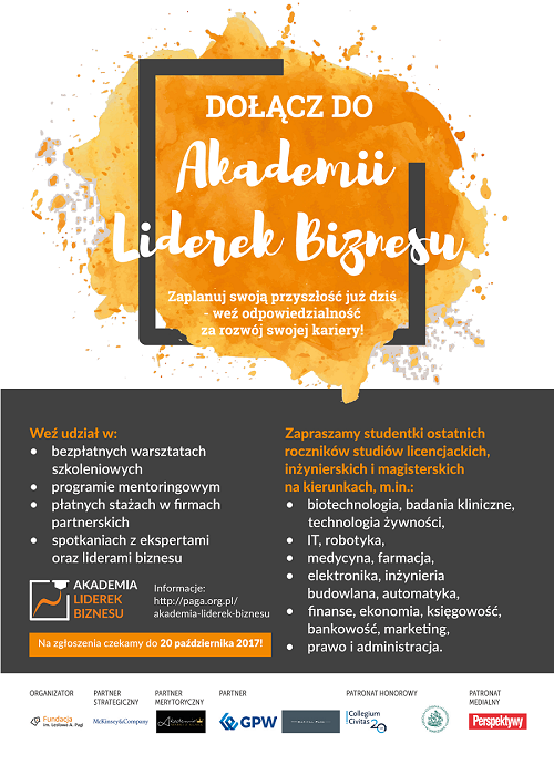 Plakat Akademii Liderek Biznesu