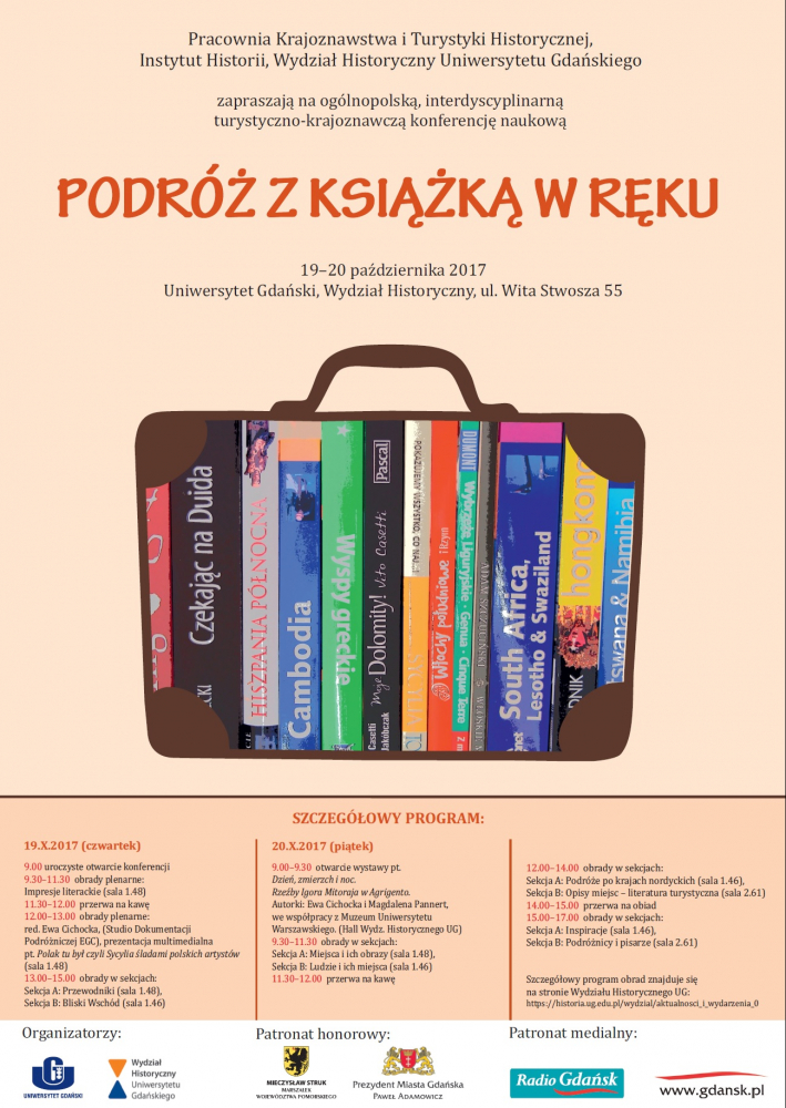 Plakat konferencji Podróż z książką w ręku